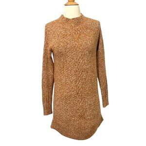 Prana Cadwell Sweater Dress Brown Cream Organic Cotton Blend Long Sleeve Size XS